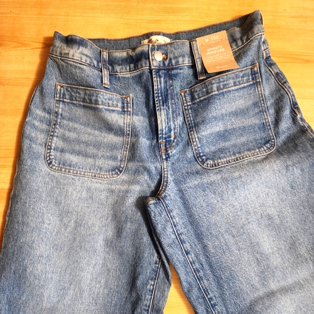 Madewell High Rise Wide Leg Denim Blue Jeans NWT - Picture 4 of 11